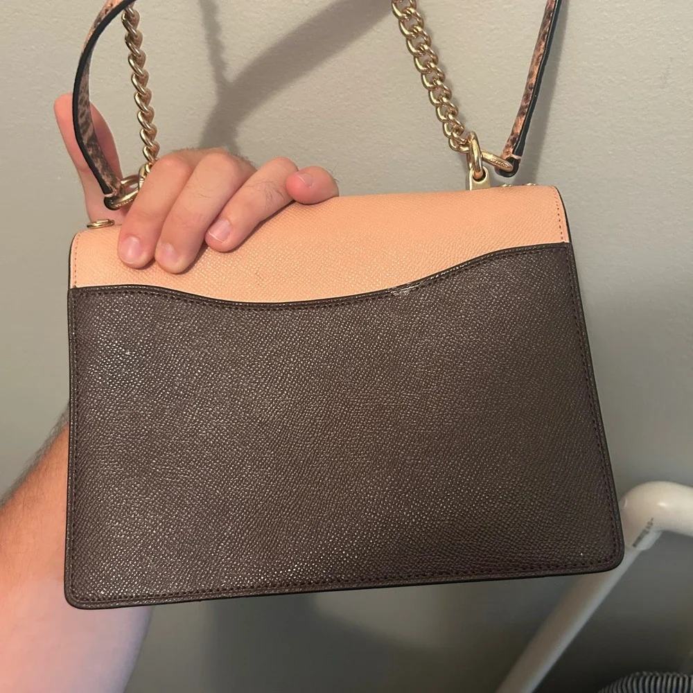 Coach Klare Crossbody Bag Womens Medium Pink Brown Snakeskin Colorblock C7589